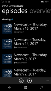 A screenshot of what the podcast looks like in a Windows Phone podcast app. The headline corresponds to the episode title.